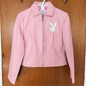 Women’s Vintage PLAYBOY Leather Jacket Pink